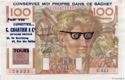 100 Francs JEUNE PAYSAN Publicitaire FRANCE  1952 F.28.32 SUP