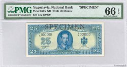 25 Dinara Spécimen YUGOSLAVIA  1943 P.035Cs FDC