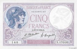 5 Francs FEMME CASQUÉE FRANCIA  1924 F.03.08