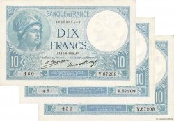 10 Francs MINERVE Consécutifs FRANCE  1932 F.06.16 XF+