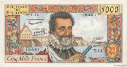 5000 Francs HENRI IV FRANCE  1957 F.49.02