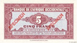 5 Francs Spécimen AFRIQUE OCCIDENTALE FRANÇAISE (1895-1958)  1942 P.28s2 NEUF