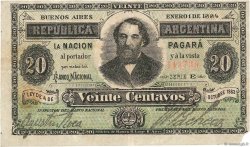 20 Centavos ARGENTINA  1884 P.003 q.MB