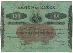 100 Reales De Vellon SPAGNA  1863 PS.291 q.MB