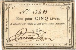 5 Livres FRANCE regionalismo e varie Lyon 1793 Kol.134