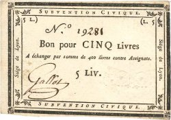 5 Livres FRANCE regionalismo e varie Lyon 1793 Kol.134