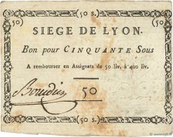50 Sous FRANCE regionalism and various Lyon 1793 Kol.137a VF+