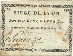 50 Sous FRANCE regionalism and miscellaneous Lyon 1793 Kol.137d VF