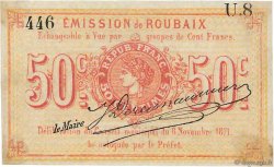 50 Centimes FRANCE Regionalismus und verschiedenen Roubaix 1871 JER.59.55A