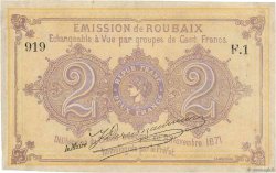 2 Francs FRANCE regionalismo y varios Roubaix 1871 JER.59.55C