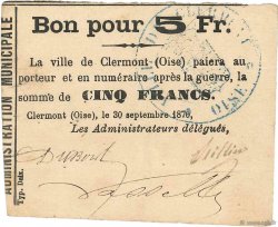 5 Francs FRANCE regionalism and miscellaneous Clermont 1870 JER.60.03F VF