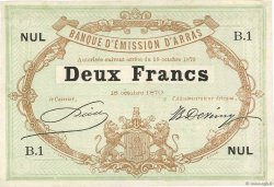 2 Francs Non émis FRANCE régionalisme et divers Arras 1870 JER.62.02A SUP