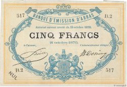 5 Francs Non émis FRANCE régionalisme et divers Arras 1870 JER.62.02B