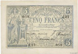 5 Francs FRANCE Regionalismus und verschiedenen Paris 1871 JER.75.03A fVZ