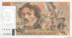 100 Francs DELACROIX modifié Fauté FRANCIA  1982 F.69.06 SPL