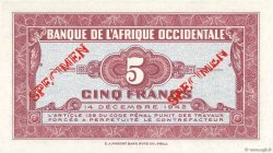 5 Francs Spécimen AFRIQUE OCCIDENTALE FRANÇAISE (1895-1958)  1942 P.28s2 NEUF