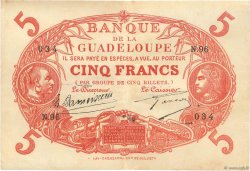 5 Francs Cabasson rouge GUADELOUPE  1928 P.07b TTB