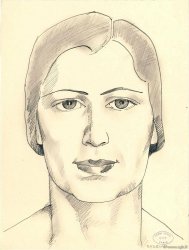Portrait femme BASEILIA Dessin FRANCE regionalismo y varios  1940 