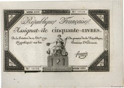 50 Livres FRANCIA  1792 Ass.39a FDC