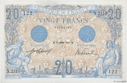 20 Francs BLEU FRANKREICH  1912 F.10.02 VZ+