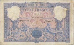 100 Francs BLEU ET ROSE FRANKREICH  1908 F.21.23 S