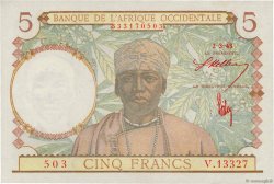 5 Francs FRENCH WEST AFRICA  1943 P.26 FDC