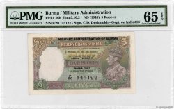 5 Rupees BURMA (SEE MYANMAR)  1945 P.26b AU