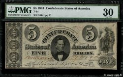 5 Dollars Annulé 美利堅聯盟國  1861 P.16b VF-