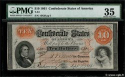 10 Dollars CONFEDERATE STATES OF AMERICA  1861 P.23 VF+