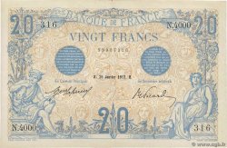 20 Francs BLEU FRANCE  1913 F.10.03 VF+