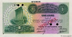 1 Livre Spécimen SYRIA Damas 1939 P.40s XF+