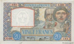 20 Francs TRAVAIL ET SCIENCE FRANCE  1940 F.12.03 VF+