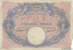 50 Francs BLEU ET ROSE FRANKREICH  1907 F.14.19 fSGE