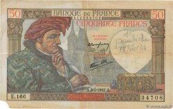 50 Francs JACQUES CŒUR FRANCIA  1942 F.19.19 q.MB