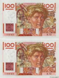 100 Francs JEUNE PAYSAN Consécutifs FRANCIA  1946 F.28.06
