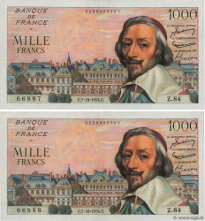 1000 Francs RICHELIEU Consécutifs FRANKREICH  1954 F.42.08