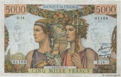 5000 Francs TERRE ET MER FRANKREICH  1949 F.48.01 fVZ