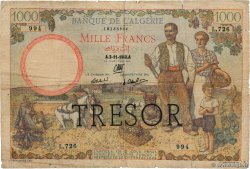 1000 Francs ALGÉRIE FRANKREICH  1943 VF.10.02 GE