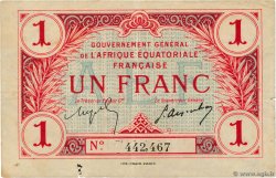 1 Franc AFRIQUE ÉQUATORIALE FRANÇAISE  1917 P.02b MBC