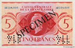 5 Francs Spécimen FRENCH EQUATORIAL AFRICA Brazzaville 1941 P.10s XF+