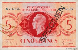 5 Francs Spécimen AFRIQUE ÉQUATORIALE FRANÇAISE  1944 P.15bs XF