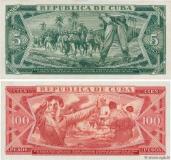 5 et 100 Pesos Spécimen CUBA  1961 P.095s / P.099s XF