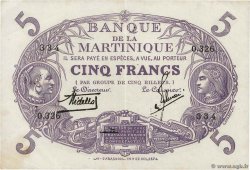 5 Francs Cabasson violet MARTINIQUE  1934 P.06 MBC+