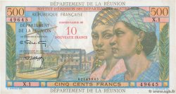 10 NF sur 500 Francs Pointe à Pitre REUNION ISLAND  1971 P.54b VF