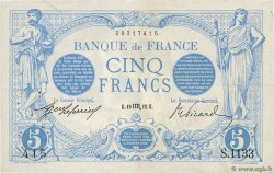 5 Francs BLEU FRANCIA  1912 F.02.08 q.SPL