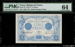5 Francs BLEU FRANKREICH  1914 F.02.22 fST+