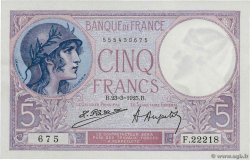 5 Francs FEMME CASQUÉE FRANKREICH  1925 F.03.09