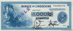 1000 Francs Annulé TAHITI  1943 P.18bs XF