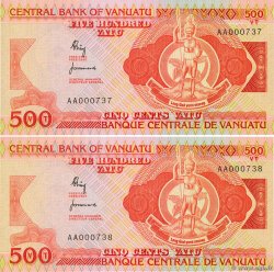 500 Vatu Consécutifs VANUATU  1982 P.02a FDC