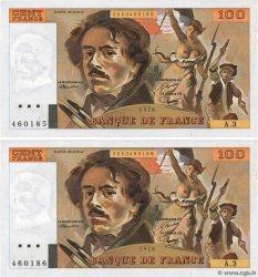 100 Francs DELACROIX Consécutifs FRANCIA  1978 F.68.03